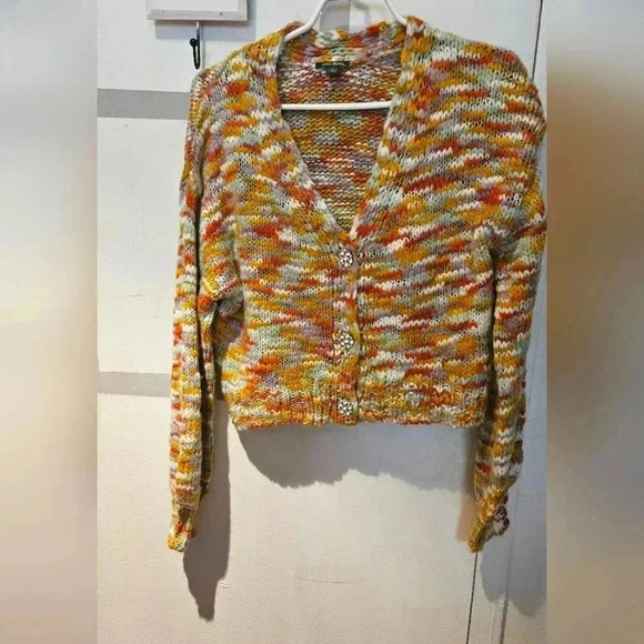 Wild Fable Target Rhinestone Cropped Chunky Knit Boho Tween Sweater Cardi Small - Picture 2 of 8